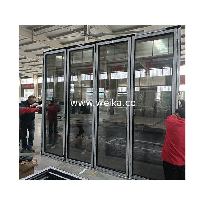 Bifold Sliding Glass Folding Window Doors For Patio 77mm Insulated Aluminum