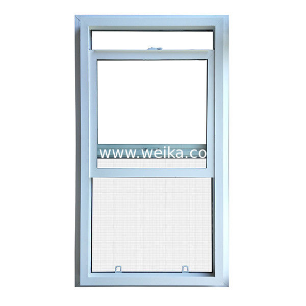 Customized UPVC Single Hung Window White Chinese Top Hardware, Apartment Vertical Hung Windows