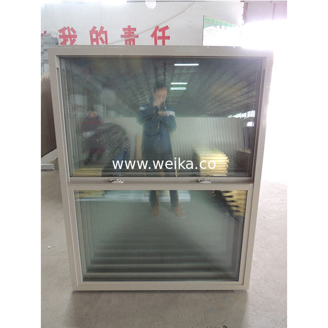 Ventilation Glass Apricot UPVC Single Hung Window Vertical Sliding Design
