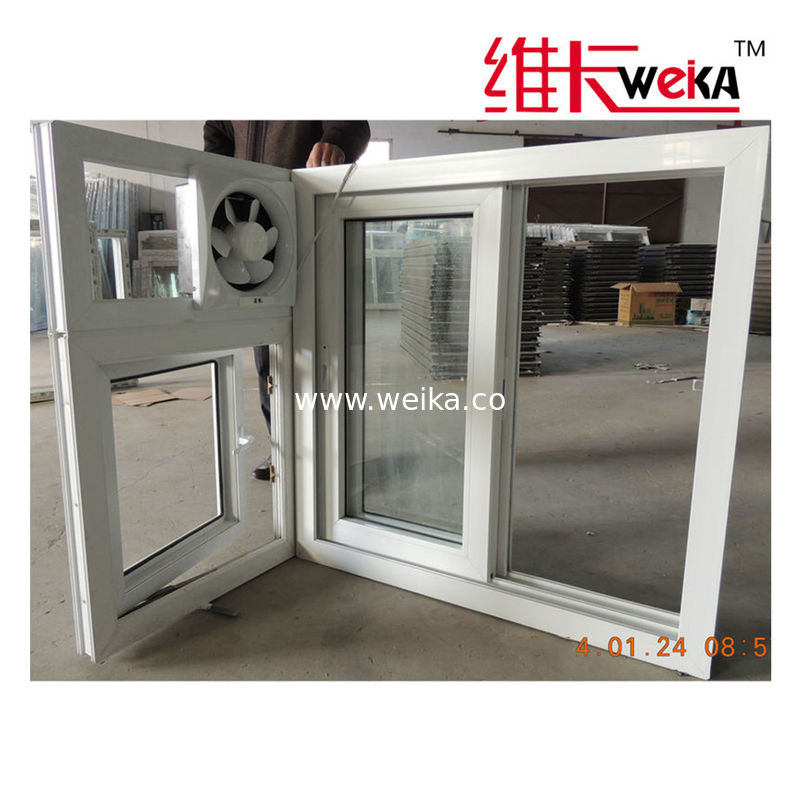 House PVC Vinyl Crank Out Windows Double Tempered Glass OEM
