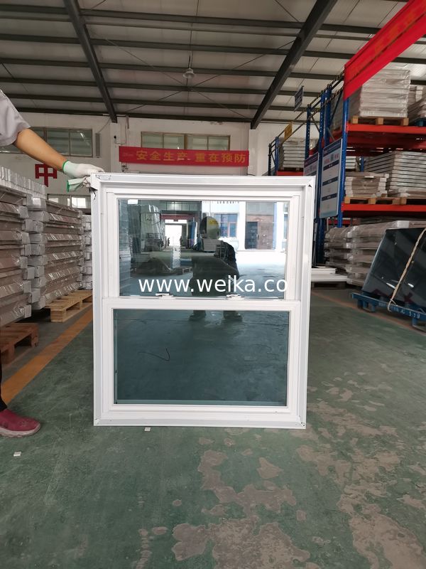 White UPVC Double Hung Window Grill Design With Insect Screen