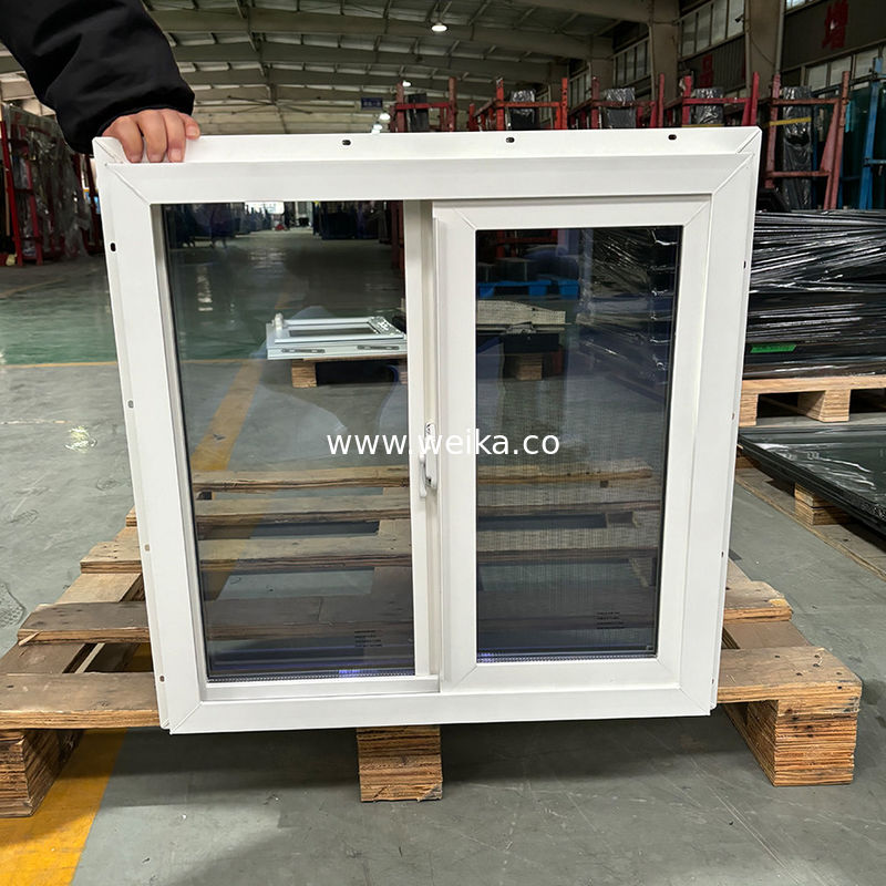 Slim Black-Frame UPVC Sliding Window for Minimalist Office Partitions Double Glazed Green-Tinted UPVC Sliding Window for Energy Efficiency