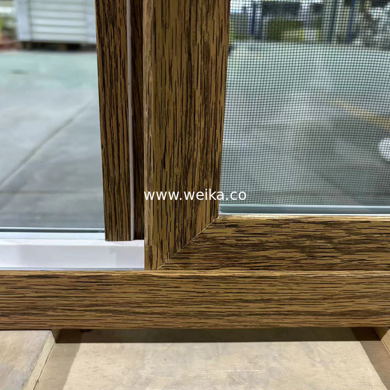 UPVC Sliding Windows Woodgrain / White Two-Tone Customizable Colors & Sizes Built-in Screen OEM Manufacturer