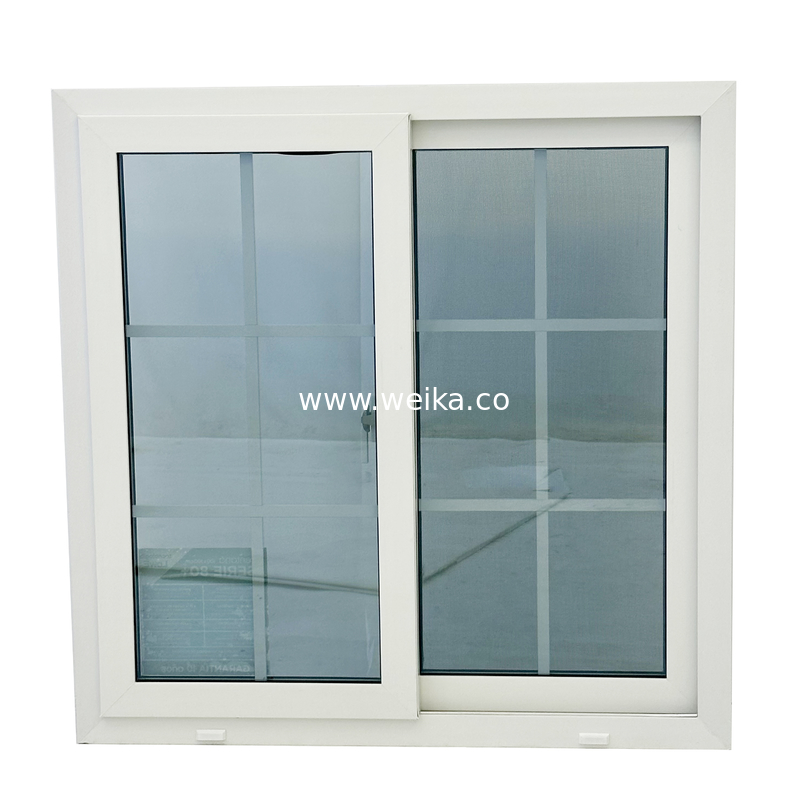 14 Years Production Experience Elegant 80mm UPVC Double Slider Window With Drainage Channel Design