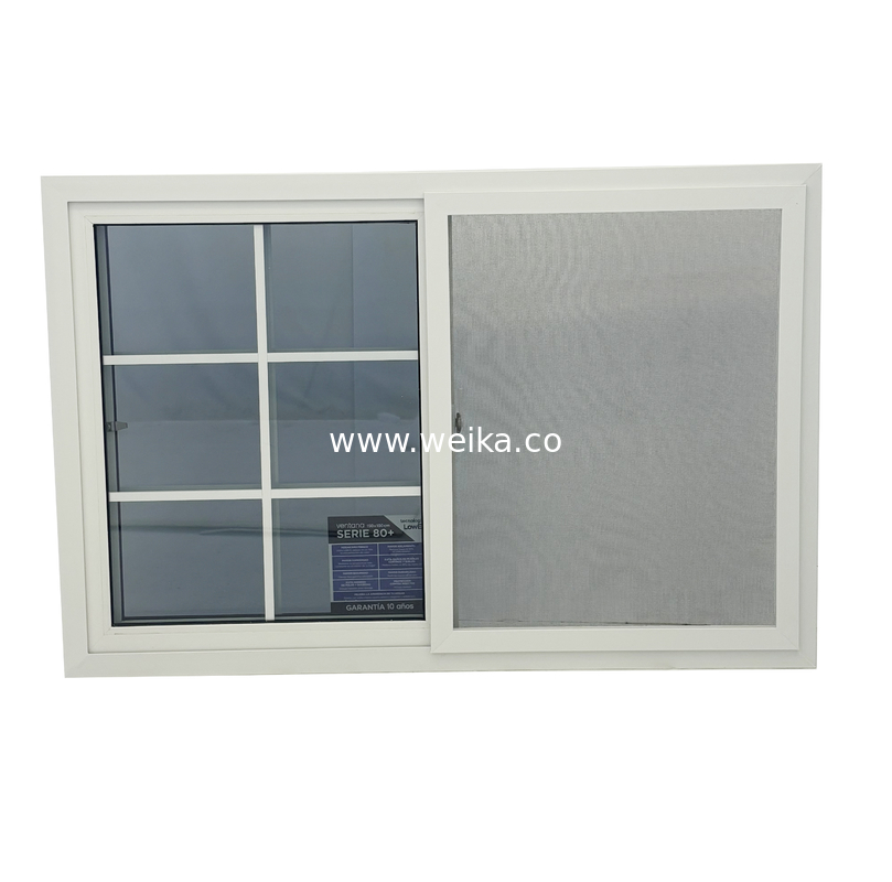 14 Years Production Experience Elegant 80mm UPVC Double Slider Window With Drainage Channel Design