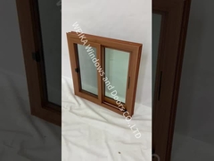 Custom UPVC European Double Sliding Windows Wood Grain Foil Finish